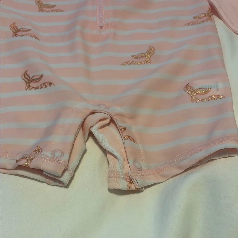 First Impressions Pink and White Striped Rashguard Set